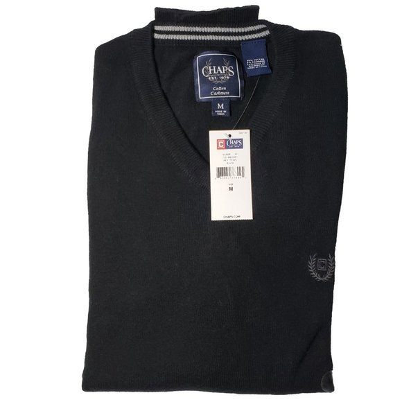 Chaps Men's Cashmere-Blend V-Neck LS Sweater Sz M - Picture 8 of 14